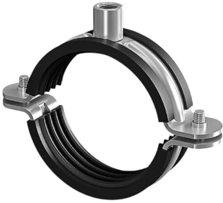 Schraubrohrschellen Rohrschelle Stahl verzinkt Verschiedene Größen (Zweiteilige Rohrschelle mit Gummibelag, 16-20mm/ 100 Stück)