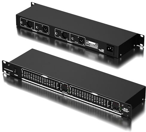 VQP EQ-215 Black 1U Rack Mount Dual Channel 15-Band Stereo Graphic Equalizer with Noise Reduction and Bypass Switch
