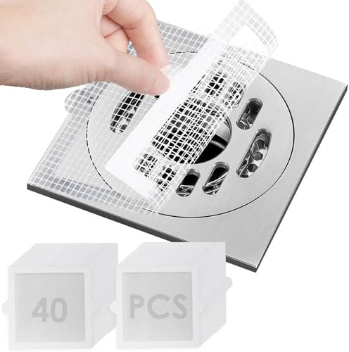 Geepen 40pcs Coladores de desagüe Desechable,Bañera Colador, Atrapa Pelos Ducha Cuadrado para Ventosa para Fregadero para Cocina Baño, Accesorio para Cocina