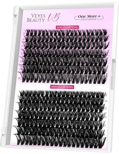 VEYESBEAUTY Faux Cils Extension Cils One More+ Faux Cils Naturel Faux Cils Individuel Faux Cils Volume Russe Diy à La Maison Cils Individuels (50D60D, 8-16mm)