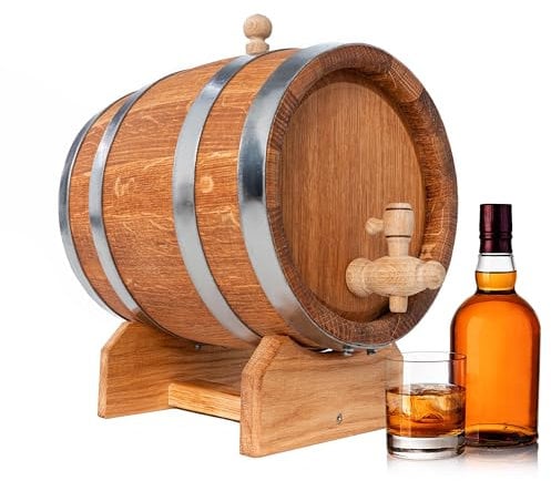 Bonanza Wood Holzfass Klein für Alkohol 3L - Weinfass Deko aus Eiche mit einem Holzhahn - Getränkespender Alkohol - Holzfass Deko Eichenfass Schnapsspender Holz