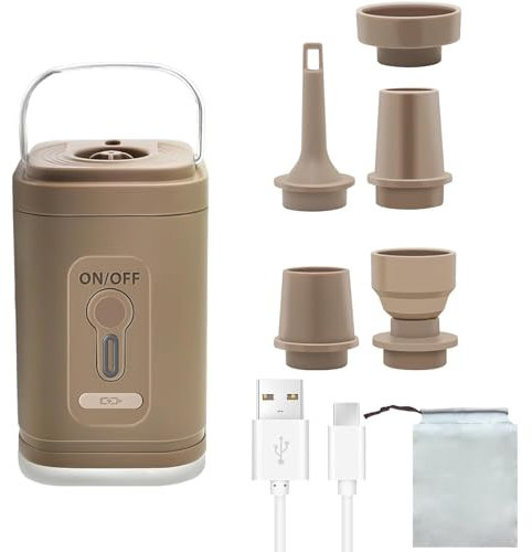 Bomba de Aire Eléctricas Portátil, Mini Bomba de Aire Inflar y Desinflar Rápido, 2 en 1 Bomba de Viaje con 5 Boquillas para Cama de Aire y Bolsas de Vacío, Pequeña Deflactor Inflador Electrico