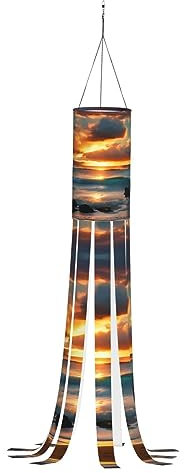 Beach Maui Hawaii Sonnenuntergang Meer Wellen Wolken Halloween Windsack Weihnachten Windsack Flagge Dekoration für Gärten, Straßen, Spielplätze