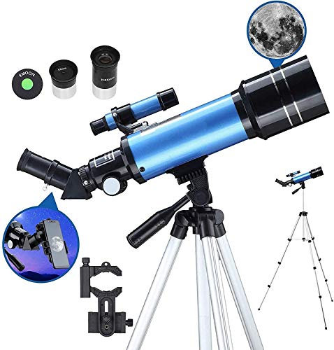 TENGJUN Teleskop für Erwachsene, Astronomie-Anfänger, 70-mm-Refraktor-Teleskope mit verstellbarem 51-Zoll-Stativ, Telefonadapter, Diagonale für aufrechtes Bild und Mondfilter