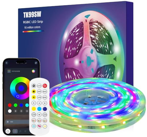 Tira LED TV, 3 m Luces LED TV RGBIC para TV de 45 a 65 pulgadas, con Mando a Distancia y Control App, 16 Millones de Colores y 213 Mode de MúSica Modos