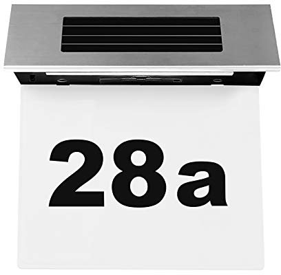 Jasfyee NuméRo de Maison ExtéRieur Solaire, Argent Ip44 éTanche NuméRo de Maison ExtéRieur, Acier Inoxydable + Abs NuméRo de Maison NuméRo de Maison Adapté à La Maison, Au Bureau, Au Jardin, à La Cour