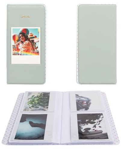 Rieibi Fotoalbum für Fujifilm Instax Wide210/Wide300/Wide400 Kamera, Album für Polaroid, 8,6 x 10,9 cm breit, 64 Taschen, Grün, 23,5 x 12 x 2 cm, 32 Seiten