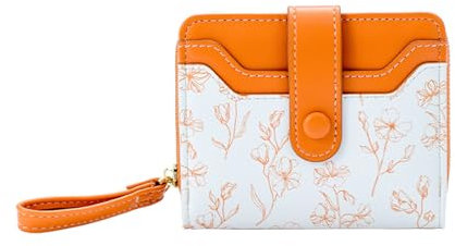 PORRASSO Portefeuille Femme Porte-Monnaie en Cuir PU Mode Portefeuille Wallet avec 6 Emplacements pour Cartes Orange