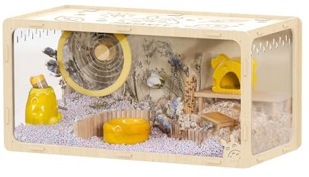 81,3 cm großer Hamsterkäfig aus Holz, großer Lebensraum, oben zu öffnen, transparentes Acryl für Innenansicht, belüftet, leicht zu reinigen, für syrische Hamster, Zwerghamster, Rennmäuse, andere