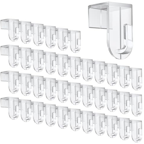 AMFUN Fensterhaken, 40 Stück Fenster Aufhänger, Transparente Türhaken Für Fenster bis maximal 17 mm Falzmaß geeignet, Fensterhaken zum Einhängen für Fensterdeko,35x17 mm