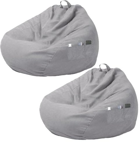 BAODBF Sitzsack ohne Füllung, 70 x 80%, Klassisch für Schlafzimmer, Büro, Wohnzimmer, Terrasse (2 Stück Hellgrau)