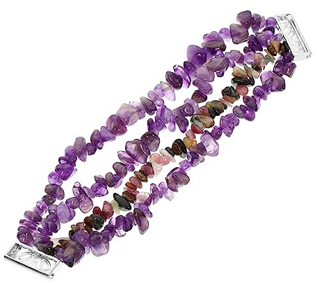 Angoily 1 Cinturino in Ametista Per Gioielli Pietra Preziosa Cristallo Di Agata Metallo Decorato Comodo Ed Elegante