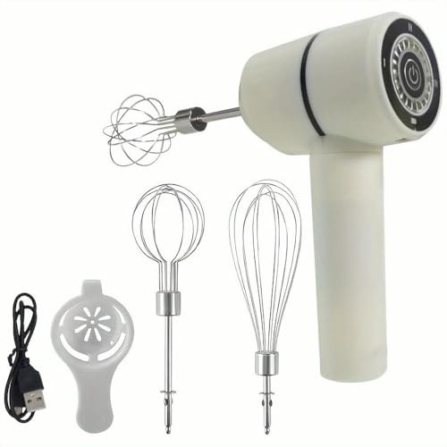 NYSDM Batidora de Mano inalámbrica Recargable, batidora eléctrica de 3 velocidades con batidores de Acero Inoxidable, batidor de Globo, para Hornear Galletas y Mantequilla