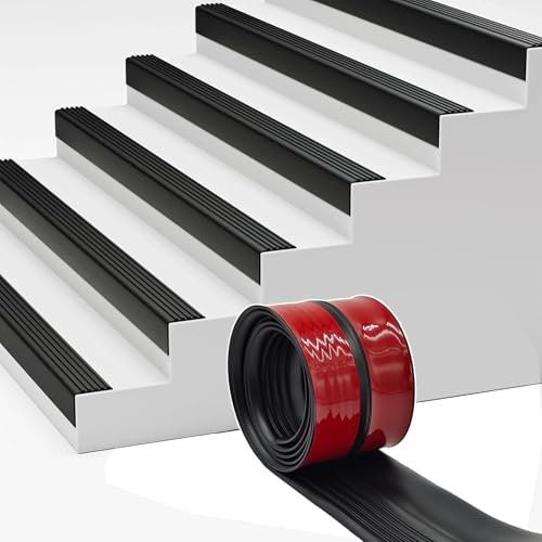 GELINTONG Stair Anti Slip Nosing, Self Adhesive Flexible Rubber Angle Edging Strip Step Edge Trim Molding Trim Treads Edge Protector for Outdoor & Indoor Uses(10M,50x48mm Black)