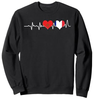 Maroc France Drapeau Battement De Coeur Marocain Français Sweatshirt