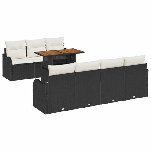 vidaXL Garten-Sofa-Set 8 pcs Schwarz und Creme 100 x 55 x 73 cm, Garten und Terrasse, moderner Stil, UV-beständige Materialien, abnehmbare Kissen, Outdoor-Sofa Set, Patio-Arrangement