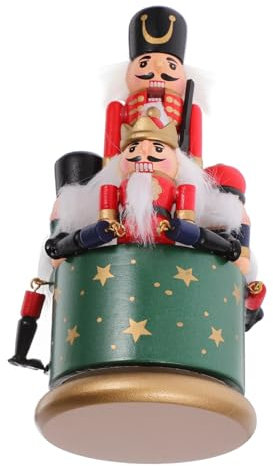 WATIIFUFU Adorno De Caja De Música De Cascanueces Artesanía Manual De Madera para Decoración De Navidad Caja De Melodía Musical para