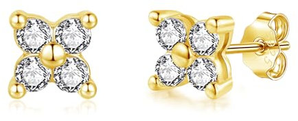 Loutade Ohrstecker Gold 925, Hypoallergen Ohrringe aus 925 Sterling Silber für empfindliche Ohren, 5mm Helix Knorpel Schlafen Gold Ohrringe Stecker, Cubic Zirkonia Ohrstecker Geschenke für Damen
