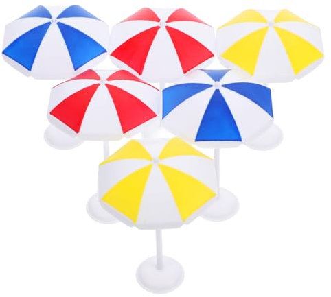 WEKADRIN 6 Stück Miniaturisierte Strand Sonnenschirme Teiliges Dekorative Strand Deko für Puppenhaus Terrarien Aquarien Tischornament Große Ausführung