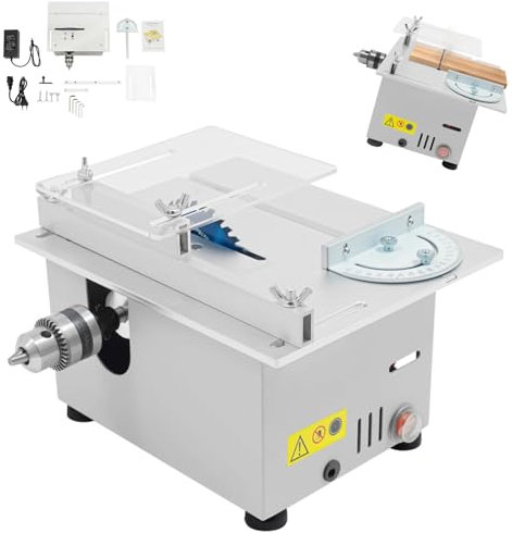 Mini-Tischkreissägen-Set | 9000rpm Elektrische DIY Tischkreissäge Handgefertigte | Sägeblatt Kreissäge Tischsäge Schneiden | 7-Gang-Netzteil Einstellbarer Table Saw | Schleifscheiben-Maschine