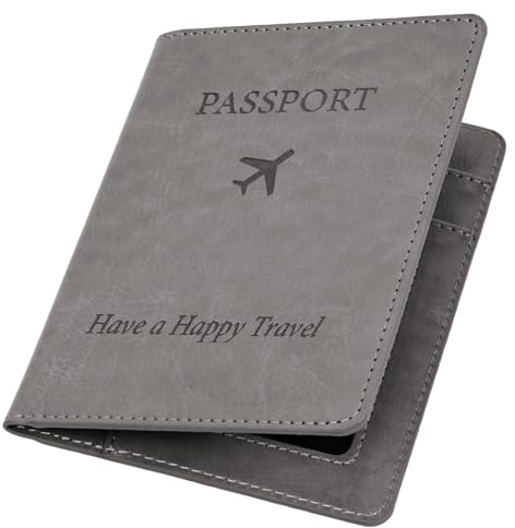OFFCUP Custodia per Passaporto, Custodia Passaporto con Blocco RFID Porta Passaporti in pelle PU Copertina per Passaporti da Viaggio per Carte d'Identità Carte di Credito, Biglietti Aerei, Pass