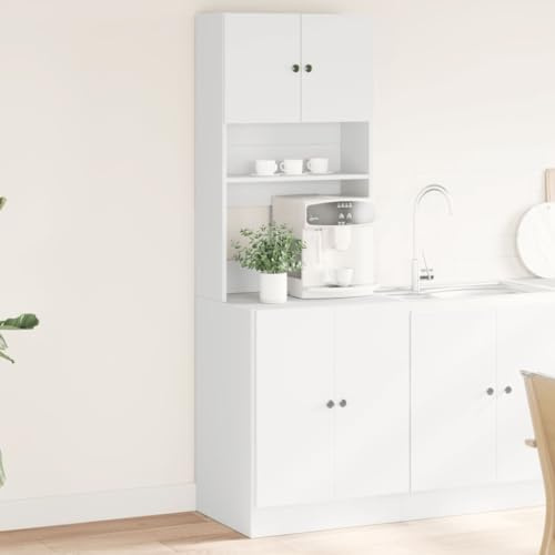 Emmtore Küchenschrank Küchenzeile mit Türen Schubladen, Hochschrank für Küche Restaurant Hotel, Küchenmöbel, Modern Weiß 60x50x180 cm Holzwerkstoff