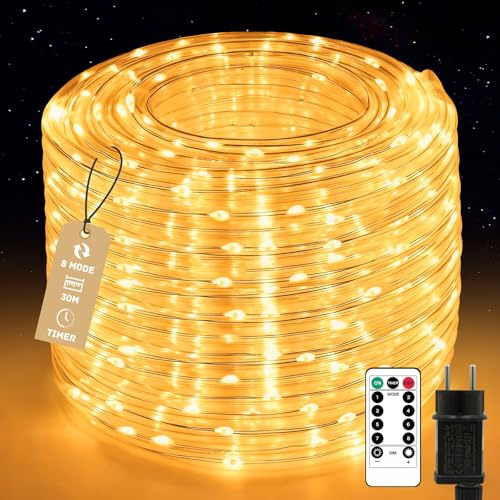Auting LED Lichterschlauch Außen 30m 600 LEDs - Lichterschlauch Aussen IP65 Wasserdicht 8 Modi Dimmbar mit Fernbedienung Led Schlauch Outdoor für Weihnachten Garten, Party, Hochzeit Dekoration