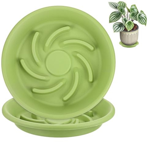M METERXITY 2 PCS Sottovasi per Piante, 5.5 Pollici 14cm Diametro Interno Anti Marciume Radicale Resina Sottovasi per Piante [7.1 Pollici Diametro Esterno, Verde Frutta]