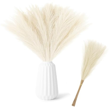 TILONKJ 30 Stück Pampasgras, Champagnerfarbe Pampasgras Künstlich, 55cm Pampasgra Deko, Pampas Deko Getrocknete Blüten Flauschig Faux Pampasgra Boho für Hochzeit Büro Schlafzimmer Wohnzimme