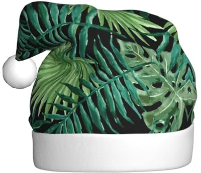 hgnbcsa Chapeaux de Père Noël en peluche avec motif feuille de palmier transparent, décorations de Noël, décorations de Noël, fournitures de fête