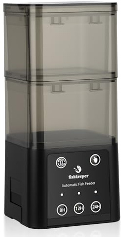 fishkeeper 520ml Automatischer Futterautomat Aquarium mit 3 Timer-Fütterung | Feuchtigkeitsschutz Battery Fischfutter Automat mit Deckel, Fisch Futterautomaten ideal für Fütterung Urlaub, für 5-12 Monate