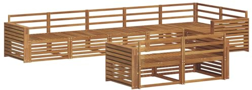 vidaXL Outdoor-Sofagarnitur 8 pcs Natur, Modulares Outdoor-Sofa-Set, Robustes Garten-Lounger, Acacia-Möbel für Terrasse, Moderne Sitzgelegenheit