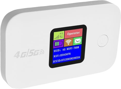 Portable Mobile WiFi, 4G/5G LTE WiFi Router, Portable 4G/5G Wifi Travel Router with SIM Card Slot,150Mbps Speed UsersMobile WiFi Router Dongle Connects Up to 10 Devices, High Compatibility