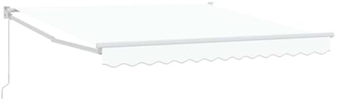 hliofuir Auvent à bras articulé, blanc, 300 x 250 cm, rétractable manuel, protection solaire, en polyester, pour terrasse et jardin, balcon, bras articulé, avec cadre stable