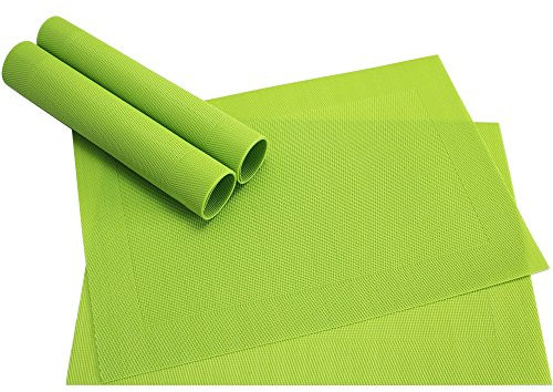 Abwaschbare Tischsets 4er Set in grün - Platzsets als rutschfeste und hitzebeständige Deko Esstisch Unterlagen in 46 x 33 cm - Tisch Platzdeckchen aus abwischbarem PVC für Tischdeko