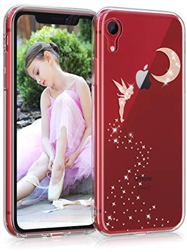 kwmobile Custodia Compatibile con Apple iPhone XR - Cover Silicone TPU - Protezione Posteriore - Fata alata oro rosa/trasparente
