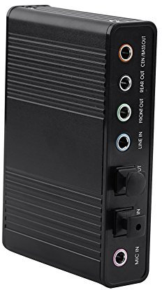Hakeeta Carte Son 6 canaux USB Externe, Carte Son 48/44 KHz USB 2.0 Optique numérique SPDIF Audio pour Audio sur PC ou Ordinateur Portable Compatible avec/XP / 2000 /