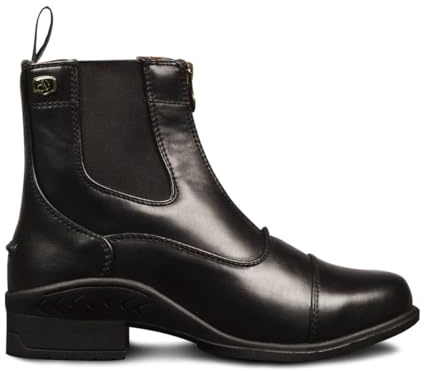 Ovation Kids' Quantum Zip Paddock Boots - Classic Style Lightweight Horse Riding Equestrian Footwear w/Front Zip, Unisex Fit, Black, 3