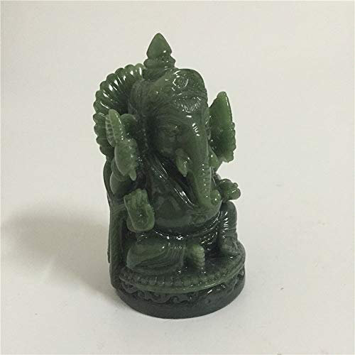 QWERWEFR Ganesha Buddha Statue Elefantengott Skulptur Ganesh Figur Künstliche Jade Stein Garten Dekoration Zubehör Statuen