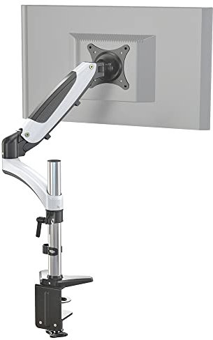 hjh OFFICE Supporto per monitor 1 braccio 15-27 pollici VM-MG1 alluminio bianco nero braccio porta monitor con molla a gas, portata fino a 8 kg, 802010