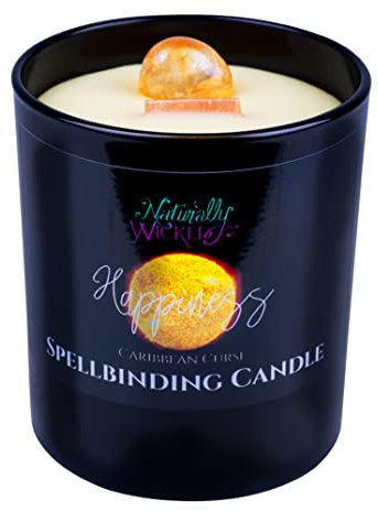 Naturally Wicked Spellbinding Fröhlichkeit Kerze | Freudezauberkerze Mit Citrinkristall & Holzdocht | Handgefertigte Duftkerze Für Mehr Freude & Entspannung