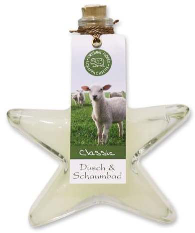 Florex Dusch-und Schaumbad Badezusatz Schafmilch im dekorativen Tannen Glas 200 ml