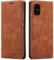 EYZUTAK Hülle für Samsung Galaxy A51 4G Case, Magnetverschluss Premium PU Leder Flip Case mit Kartenfächern Brieftasche Standfuntion stoßfeste Silikonhülle Retro Ledertasche - Braun