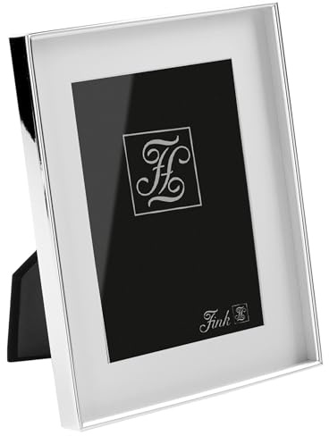 Fink Bilderrahmen 10 x15 silber rechteckig – Fotorahmen versilbert anlaufgeschützt – Passepartout 10x15 - Bilder Rahmen Maße 20 x 15 cm – Muttertag Geschenk für Frauen Geburtstag Vatertag