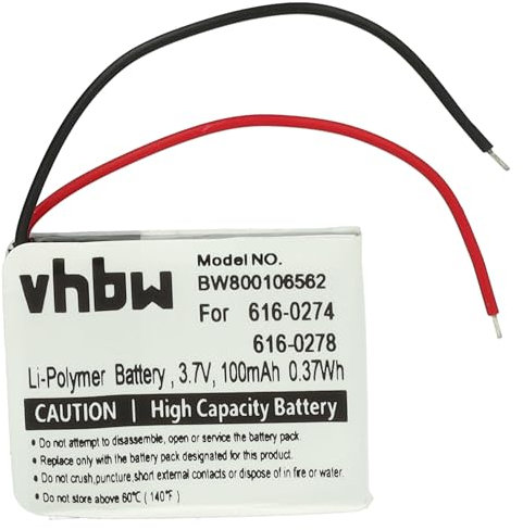 vhbw Batterie Remplacement pour Apple 616-0274, 616-0278 pour Lecteur de Musique MP3 (100mAh, 3,7V, Li-ION)