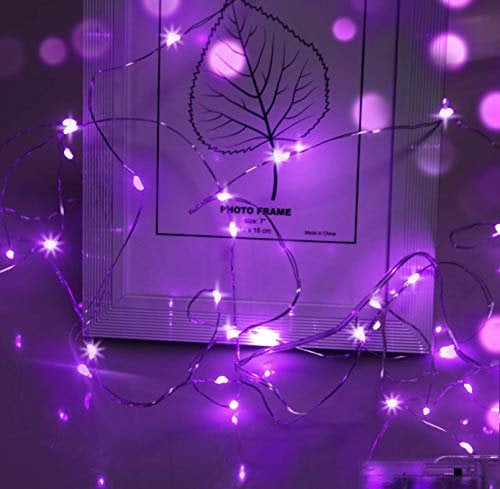 cshare Halloween Deko LED Lichterkette, 3m LED Draht Micro Lichterkette,Micro 30 LEDs Lichterkette AA Batterie betrieb für Party, Garten, Weihnachten, Hochzeit, Beleuchtung, Zimmer (Lila)