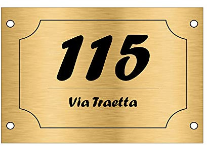 StickerLab - Numero civico personalizzato per esterno - Disponibile su varie misure - Con spessore HD in laminato plastico da 3,2mm - Fondo Oro ed Inciso in Nero - Made in Italy