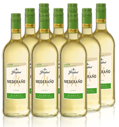 Freixenet Mederaño Blanco, Spanischer Weißwein (9x1,0l) Set - Sonder-Edition - Spanish White Wine, Wein, halbtrocken, ideal zu Sommersalaten und leichten Speisen