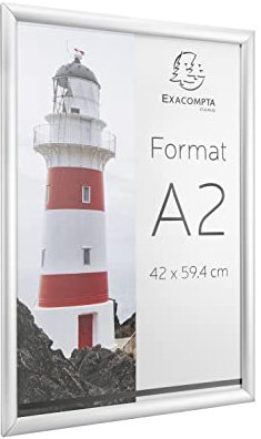Exacompta - Réf. 8294358D - 1 cadre mural aluminium - format à classer A2 - peut être utilisé horizontalement ou verticalement - vis et chevilles fournies - Alu/cristal