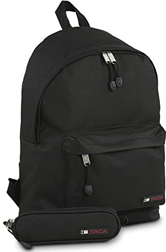 ITACA - Mochila Unisex Grande para Escuela, Instituto y Universidad - Ligera, Resistente, Multiusos, Ideal para Chicos y Chicas, Viaje y Deporte, Negro